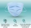 Picture of JVD Protective Face Mask, 3 ply, CE & FDA Approved, BFE 99.9% with ear loop and nose clip (8881850-V3)