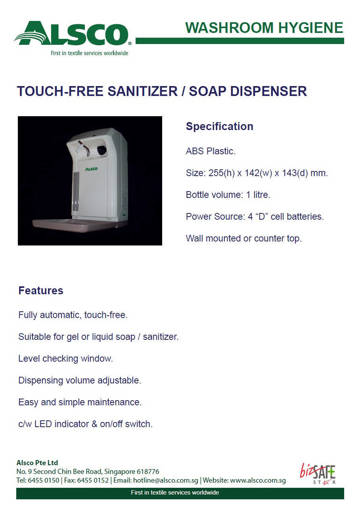 Picture of Alsco Touh-free Hand Sanitizer Dispenser
