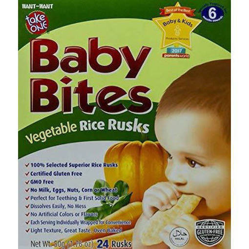 Picture of GB -B - BABY BITES VEGETABLE RICE RUSKS (HALAL) 50G PER BOX (24 RUSKS)