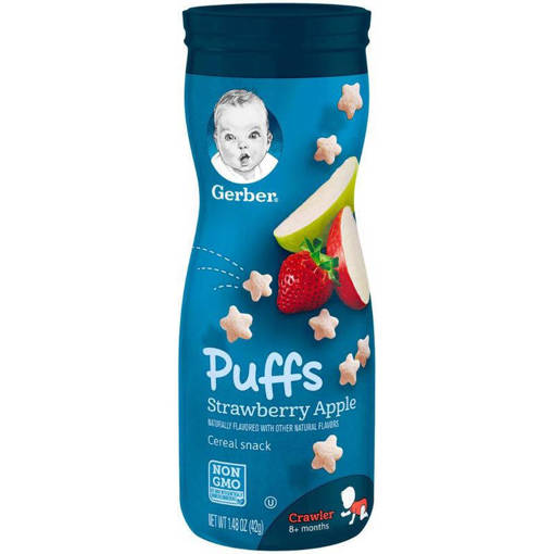 Picture of GB -B- GERBER PUFFS CEREAL SNACK STRAWBERRY APPLE (42GM PER BOTTLE)