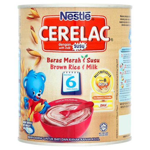 Picture of GB -B- NESTLE CERELAC BROWN RICE WITH MILK FOR 6 MTHS (HALAL) (350GM PER TIN)