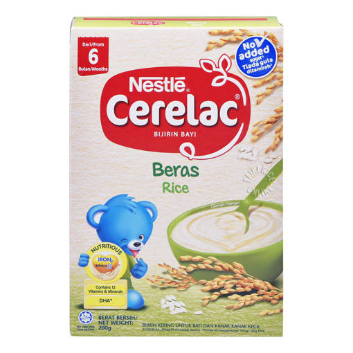 Picture of GB -B- NESTLE CERELAC RICE FOR 6 MONTHS NO ADDED SUGAR (HALAL)(200GM PER PACK)