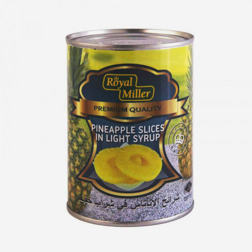 Picture of GB -C- ROYAL MILLER PINEAPPLE SLICED (HALAL) (HEALTHIER CHOICE) (565GM PER TIN)